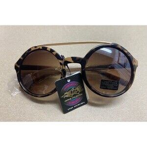 NWT Retro Rewind Oversized Round Circle Sunglasses Bar Womens Tortoise Gold